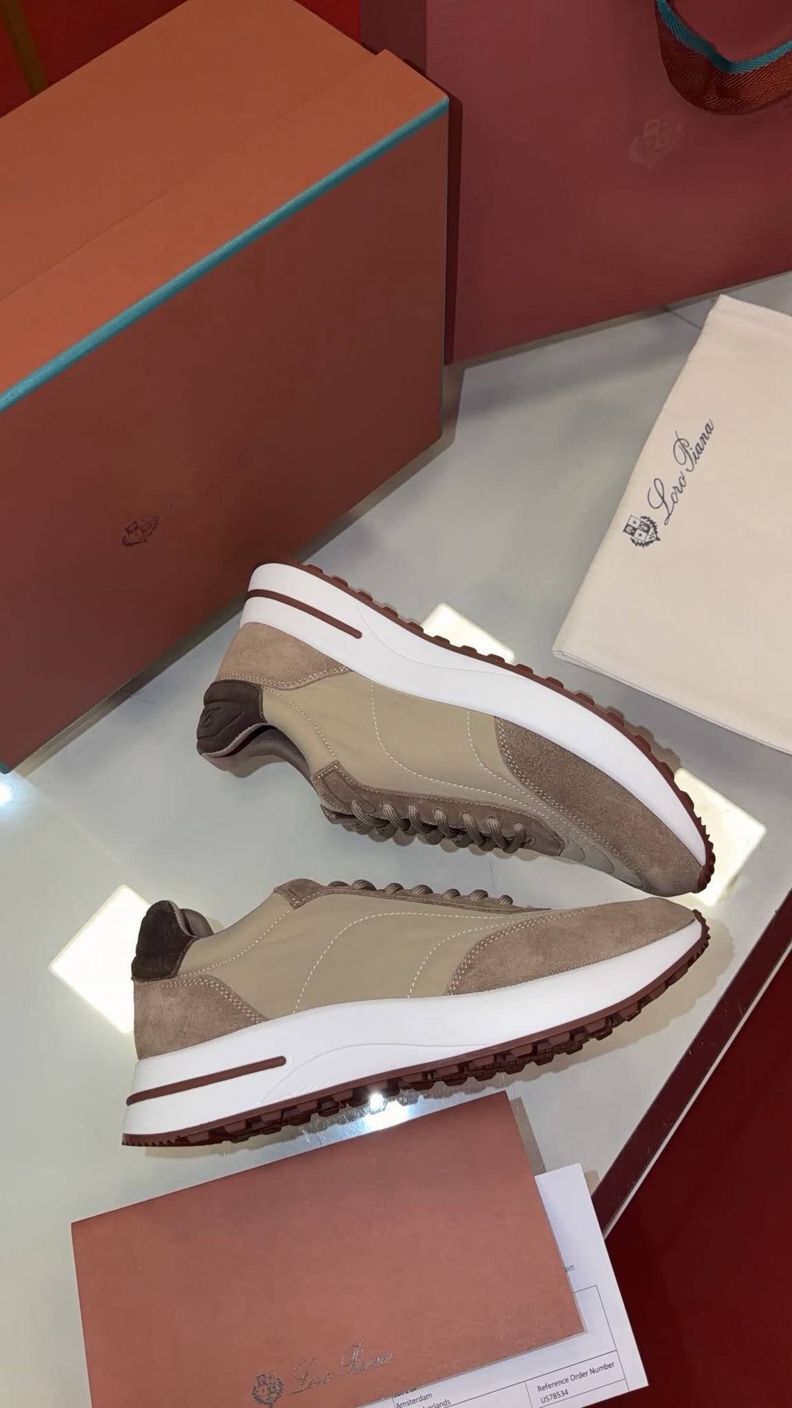 Baskets Loro Piana Trail Beige Daim